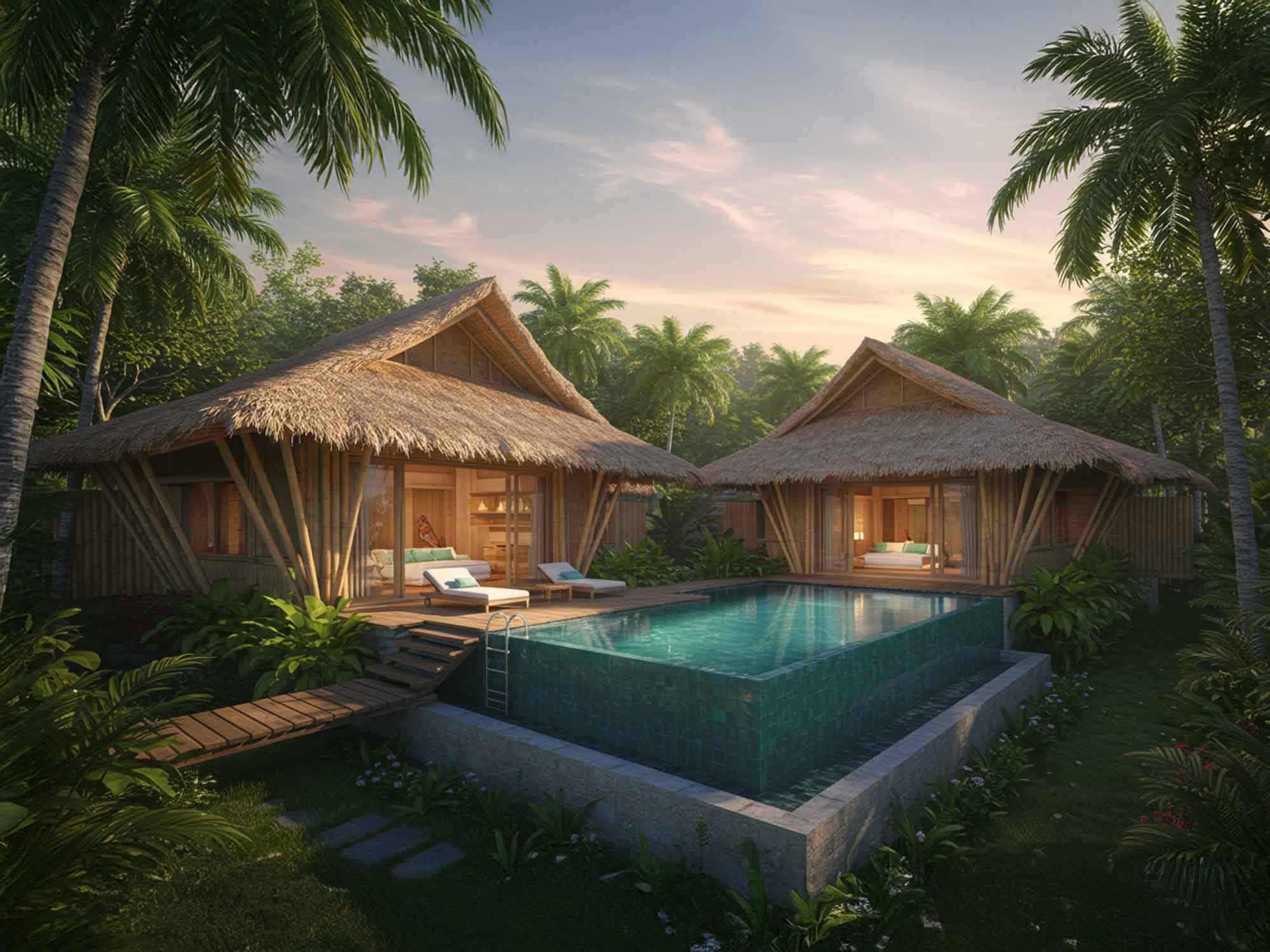 ジャングルの中の隠れ家風ヴィラ