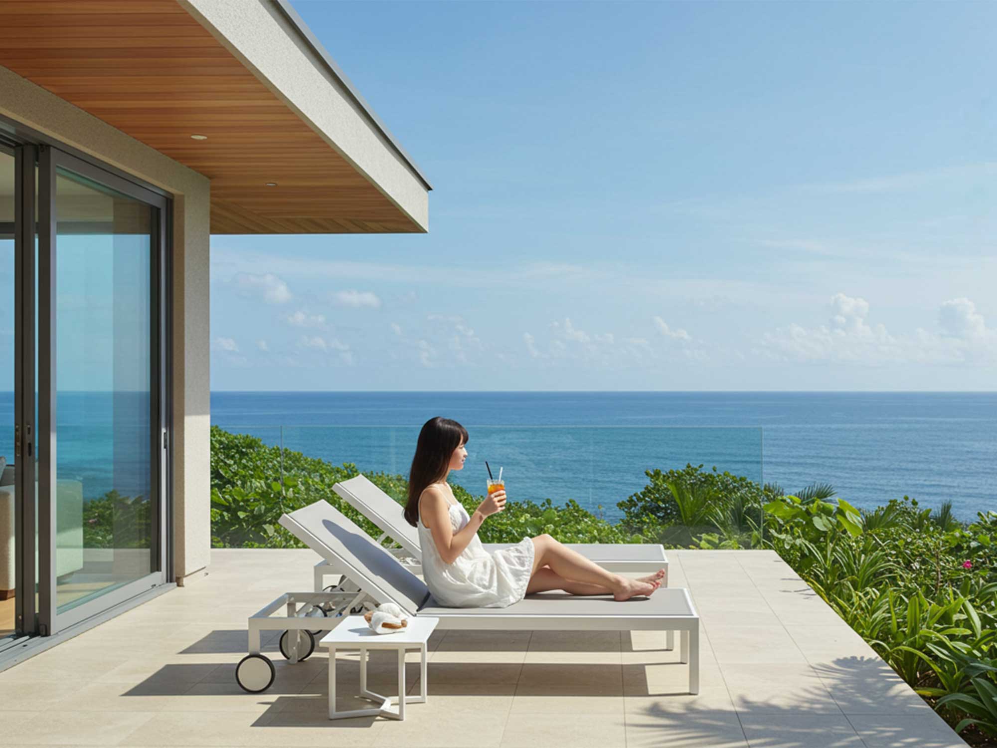 海が見える-ヴィラのテラス